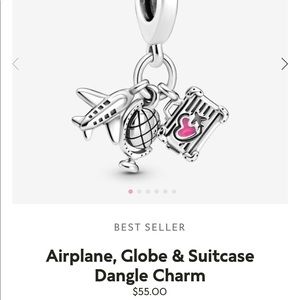 Pandora charm- airplanes, globe and suitcase dangle
